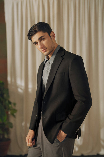 Black Notch Lapel Blazer
